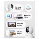blurams 5G Cameras for Home Security, 2K Pet Camera with Phone App, 360° PTZ Indoor Camera w/Dual-Band WiFi6, Free Human/Motion/Sound Detection, 2-Way Talk, Night Vision, Compatible with Alexa, 2Pack