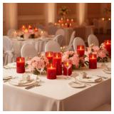 Raycare Flameless Electronic Pillar Candles with Remote Control and Timer- Battery Operated Realistic Flickering LED Fake Candle for Home, Wedding, Valentinefts Day Decor, Red,Set of 2(3\x6\in6\in)in