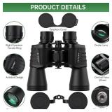 20x50 High Powered Binoculars for Adults, Waterproof Compact Binoculars with Low Light Vision for Bird Watching Hunting Camping Travel Cruise Hiking Sports Stargazing, Christmas Birthday Gifts for Men