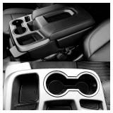 auovo 27pcs Anti-dust Mats for Chevy Silverado 1500/GMC Sierra 1500 Accessories 2019-2021 Interior Car Cup Holder Inserts,Center Console,Door Pocket Liner Mat (Crew Cab, Split-Bench Seat, Black)