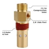 Hromee Air Compressor Replacement Components Brass 1/2 Inch MNPT Compressor in Tank Check Valve Kit with Three Different Unloader Tube Fittings 20 SCFM 4 Pieces