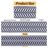 OLYCRAFT 5.5 Yards Jacquard Ribbon Trim 3.4 Inch Leaf Striped Jacquard Polyester Ribbons Marine Blue Gray Leaf Jacquards Woven Embroidery Trim for DIY Sewing Crafts Handmade Bag Belt Clothing Decor