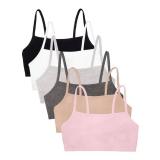 Fruit of The Loom Womenfts Spaghetti Strap Cotton Pullover Sports Bra Value Pack, Sand/White/Heather Grey/Black/Blushing Rose/Charcoal size small
