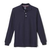 French Toast Boysft Pique Polo School Uniform Shirt with Long Sleeves for Boys and Girls, Navy, L (10/12)