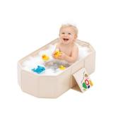 IcyByte Foldable Kids Bathtub, Portable Baby Bathtub for Newborns to Toddlers, Collapsible Toddler Bath Tub for Shower and Travel, Infant Bath Tub with Non-Slip Base, Space Saving, White