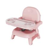 BBsecure Booster Seat for Kitchen Chair, 3-in-1 Foldable Baby Booster Seat with Removable Dual Tray and 3-Point Harness, Portable Toddler Booster Chair for Dinning Table, Travel, Outdoor Camping, Pink