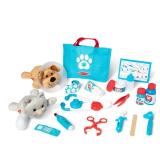 Melissa and Doug Examine and Treat Pet Vet Play Set, 24-Piece Animal Doctor Playset with Dog and Cat Plushies, Pet Doctor Kit and Accessories, Preschool Toys for Girls and Boys Ages 3+