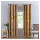 ELKCA Chenille Curtain with Embroidered Pattern for Living Room European Curtains for Bedroom Coffee Curtains,Grommet Top (52\ W x 96\in L,Pack of 2)in