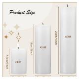 Lounsweer 12 Pcs Pillar Candles Bulk for Wedding Unscented Pillar Candles 3 Set 2 x 3/6/8 Inch Multi Size for Weddings Engagement Spa Home Party Events Ceremony(White)