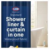 Clorox 2-in-1 Bathroom Shower Curtain Liner, Durable Fabric, Weighted Magnets for Bath Water Control, Washable Premium Quality, Modern - 72\ x 72\in Bluein
