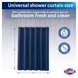 Clorox 2-in-1 Bathroom Shower Curtain Liner, Durable Fabric, Weighted Magnets for Bath Water Control, Washable Premium Quality, Modern - 72\ x 72\in Bluein