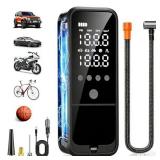 KZKB 160PSI Tire Inflator Portable Air Compressor, 6000mAh Air Pump for Car Tires Cordless Bike Pump with LED LightandAuto Shut-Off Function Portable Tire Inflator for Car, Motorcycle, Bicycle, Ball