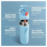 Gatorade ftOvertimeft 22oz Stainless Steel Water Bottle, Straw Cap, Red/Blue