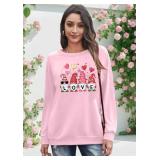 PICKID Valentines Sweatshirt Women Gnomes Shirts Love Heart Sweater Crewneck Long Sleeve Pullover Tops