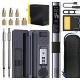 FNIRSI HS02 100W Heat Set Insert Tool and Corded Soldering Iron Kit for 3D Printer, Plastic, Portable Electronics Repair, 3S Fast Heating, 3 Preset Temps, with M2-M8 Threaded Brass Insert Nuts and Tip