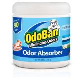 OdoBan Solid Odor Absorber Eliminator for Home and Small Spaces  Fresh Linen Scent  14 Ounces