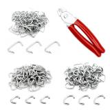 INKNOTE 270 Pcs of 3 Sizes Galvanized Hog Rings Assortment Kit and One Piece Professional Pliers Widely for Bungee Animal Pet Cages Bagging Meat and Sausage Casing Fencing Furniture Upholstery