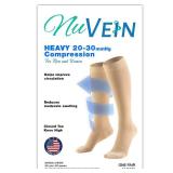NuVein Medical Compression Stockings, 20-30 mmHg Support for Women and Men, Knee Length, Closed Toe, Black, Medium