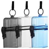 Outus 3 Pcs Waterproof ID Badge Holder Case with Waterproof Buckle Floating Sports Case Locker with Adjustable Hanging Rope Plastic Card Dry Box(Clear, Gray, Blue,4.72 x 2.95 x 1.57 in,Classic)