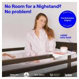 BedShelfie Bedside Shelf for Dorm Room Bunk Bed and Top Bunk, College Dorm Room Essentials, Bedside Caddy, Clip on Floating Desk Tray, Bed Side Table Storage, Loft Nightstand Decor - Cable Catch, Whit