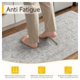 PureCozy Kitchen Mats 2PCS Anti Fatigue Cushioned Mat Gray Vintage Kitchen Mats for Floor Waterproof Non Slip Comfort Standing Grey Retro Floral Rug for Sink Laundry Office 17.3\x47\in+17.3\inx30\inin
