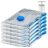 Amazon Basics Vacuum Storage Bags for Clothes, Space Saving Compression Storage Bags with Hand Pump, Heavy Duty, Stackable, Jumbo Size, Clear, 6-Pack