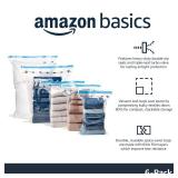 Amazon Basics Vacuum Storage Bags for Clothes, Space Saving Compression Storage Bags with Hand Pump, Heavy Duty, Stackable, Jumbo Size, Clear, 6-Pack