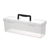 Vidifor Plastic Portable Container with Handle, Art Craft Sewing Storage Box with Latching Lid for Paint Brush, Tools, Crayon, Washi Tape, Ruler, Ornaments, Ribbons (Black 14.1 x 4.3 x 4.7 in)