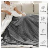 Heated Blanket Electric Blanket Full Size 72ftftx84ftft with 9 Heating Levels, 1-10 Hour Auto Shut Off, Machine Washable, Flannel and Sherpa Soft Warming Blanket for Couch, Bed, Office - Light Grey