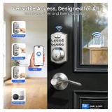 Veise VE012W Built-in WiFi Fingerprint Smart Lock, App Remote Control, Compatible with Alexa and Google Assistant, Keyless Entry for Front Door, Digital Keypad Deadbolt, Auto Lock, Satin Nickel