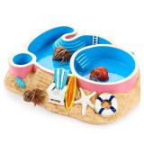 Gerrii Hermit Crab Water Bowl with Climbing Ramp, 2 Compartments Resin Hermit Crab Water Bathing Pool Accessories Food Dish Seashell Reptile Climbing Habitat Platform for Lizard Frog Gecko