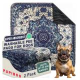 PUPIBOO Washable Pee Pads for Dogs and Cats - Super Absorbent Reusable Puppy Training Pads - 100percent Waterproof, Leak-Proof, Non-Slip Pet Pads for Housebreaking, Whelping and Indoor Floor Protectio
