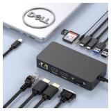 New Dell Docking Station Triple Displays with Dual HDMI+VGA with Power Adapter, 12 in 1 Dell Thunderbolt Dock for XPS, Inspiron, Latitude, Precision, Vostro,G/Alienware, etc