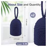 MorningRo Decorative Door Stop Rope Door Stop with Handle 4.72 ftftd x 8.66ftfth 5.4lb Heavy Weight Stoppers for Outdoor Inside Window Home to Keep Open New Home Gift Bookend(Navy Blue,1 Pcs)