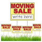 Drydiet 5 Pcs Double Sided Moving Yard Sale Signs 12 x 16ftft Waterproof Corrugated Plastic Moving Sale Sign Kit with Stakes, Directional Arrows Yard Supplies for Outdoor Estate Event(Red, Yellow)