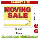 Drydiet 5 Pcs Double Sided Moving Yard Sale Signs 12 x 16ftft Waterproof Corrugated Plastic Moving Sale Sign Kit with Stakes, Directional Arrows Yard Supplies for Outdoor Estate Event(Red, Yellow)