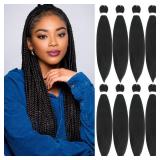 Braiding Hair Pre Stretched 20 Inch 8 Packs Pre Stretched Braiding Hair Extension For Braiding For Box Braids Hot Water Setting Soft Yaki Texture Easy To Twist(20Inch,1B)