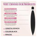 Braiding Hair Pre Stretched 20 Inch 8 Packs Pre Stretched Braiding Hair Extension For Braiding For Box Braids Hot Water Setting Soft Yaki Texture Easy To Twist(20Inch,1B)