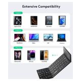Samsers Foldable Bluetooth Keyboard with Touchpad - Portable Wireless Keyboard with Holder, Rechargeable Full Size Ultra Slim Pocket Folding Keyboards for Android Windows iOS Tablet and Laptop - Black