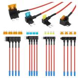 Cooclensportey 16 Pack 4 Types Fuse Tap, Upgraded 12V Car Add a Circuit Fuse Tap Kit - Standard Mini Micro2 and Low Profile Mini Fuses Taps, ATO ATC ATM APM Fuses Adapter Jumper for Cars Trucks Boats