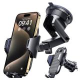 [2026 True Military-Grade] Car Phone Holder VANMASS [Upgraded Strongest Suction and Clip] Cell Phone Mount for Dashboard Windshield Vent Wall,Truck Cradle Stand for iPhone 17 Pro Max 16 15 14 13 Andro