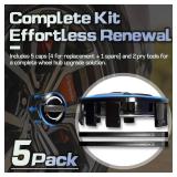 5-Pack 54mm/2.12\ Wheel Center Caps Compatible with Altima Rogue Murano Maxiam Kicks Frontier Sentra- Black ABS Wheel Hub Center Caps with Pry Toolsin