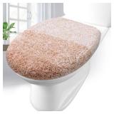 Arotive Soft Microfiber Bathroom Toilet Lid Cover, Machine Washable Seat Covers, 17.5 x 15, Stays in Place Rubber Backing, Fits Most Round, Elongated and Oblong Lids, Accessories Decor, Beige