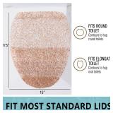 Arotive Soft Microfiber Bathroom Toilet Lid Cover, Machine Washable Seat Covers, 17.5 x 15, Stays in Place Rubber Backing, Fits Most Round, Elongated and Oblong Lids, Accessories Decor, Beige