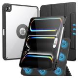 SPARIN Case for iPad Pro 13 inch 2025/2024-M4 M5 with Pencil Holder, Detachable Magnetic Hybrid Protective Case, Portrait/Landscape Stand, Durable Protection, Auto Wake/Sleep -Black