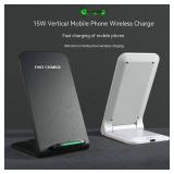 Wireless Charging Station,15W Fast Wireless Charging Station with Sleep-Friendly Adaptive Light,Compatible with Samsung Galaxy, Google LG, etc?Black?