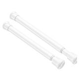 QINGYUN 2 Pack Small Spring Tension Curtain Rod 8 to 12.5 Inch, Thin DIY Tension Rods No Drill for Slim Window Cupboard Closet Sidelights, White