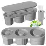 Sackei Ice Cube Tray with Lid for Stanley Cup 20 30 35 42 oz, Hollow Cylinder Freezer Ice Molds for Juice Whiskey Silicone Ice Maker for YETI Tumblers Summer Gift Accessories (Star Grey)