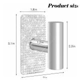 Yivaiks Bling Wall Towel Hooks,Shiny Heavy Duty Sticky Holder Waterproof Towel Hooks for Hanging Coat, Clothes, Closet Hook Wall Mount (Square 2 Pack)