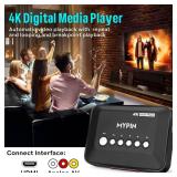 4K@30hz HDMI TV Media Player with HDMI/AV Output, Digital MP4 Player for 14TB HDD/ 512G USB Drive/SD Card/H.265 MP4, with Remote Control for MP3 AVI RMVB MPEG etc